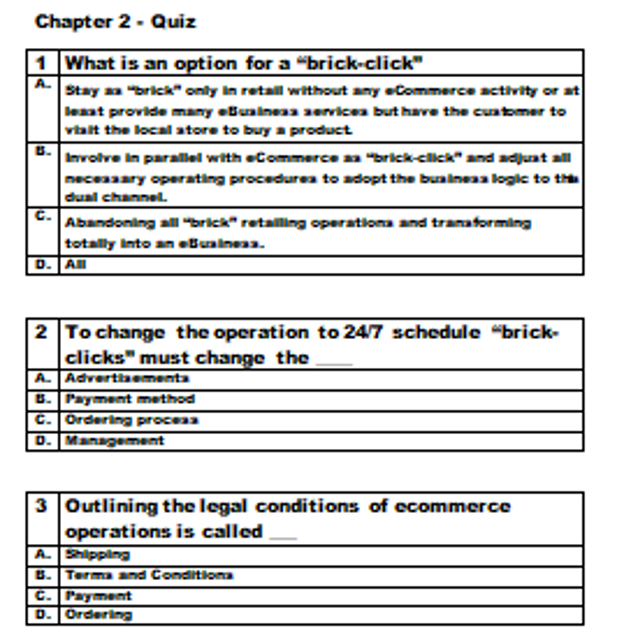 MIS please answer the questions Chapter 2 - Quiz