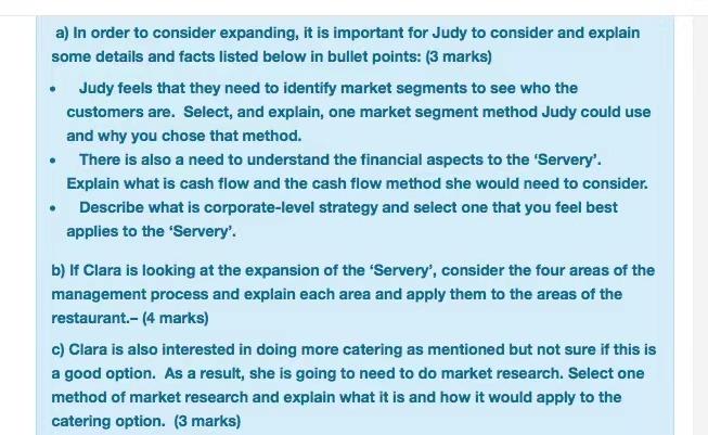 a) In order to consider expanding, it is