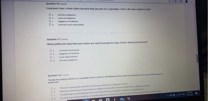 Question 161 pound Employees have certain duties