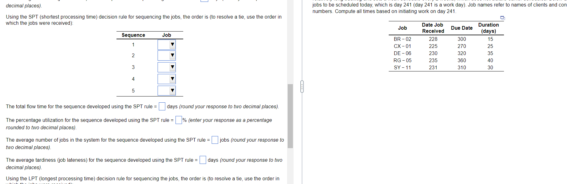 decimal places). Using the SPT (shortest