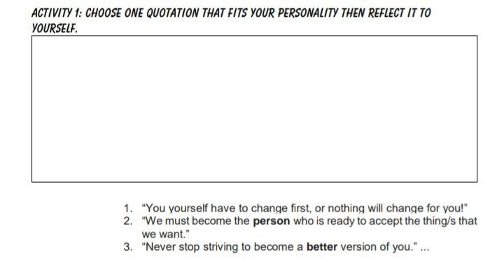 please help me... thanks ACTIVITY 1: CHOOSE ONE