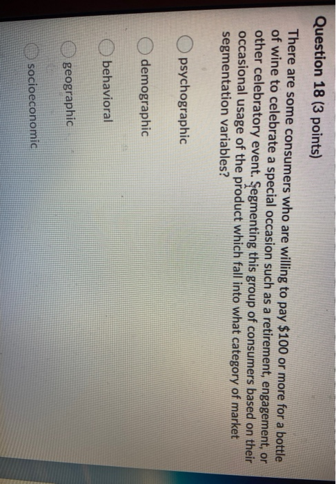 Question 16 (3 points) In many of its marketing