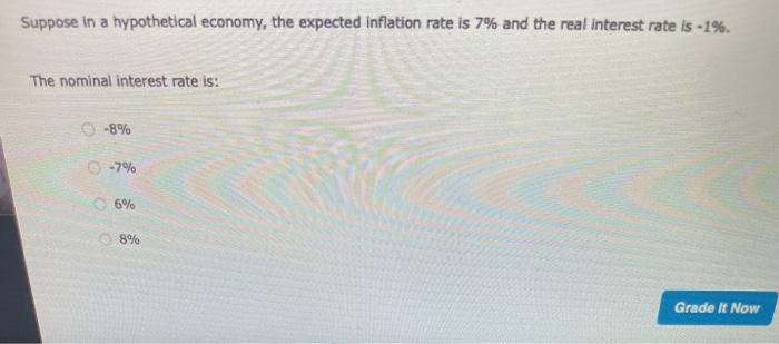 Suppose in a hypothetical economy, the expected