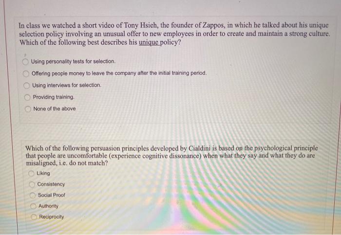 In class we watched a short video of Tony Hsieh,