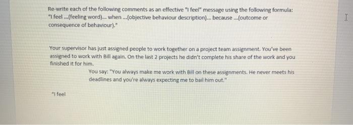 Re-write each of the following comments as an