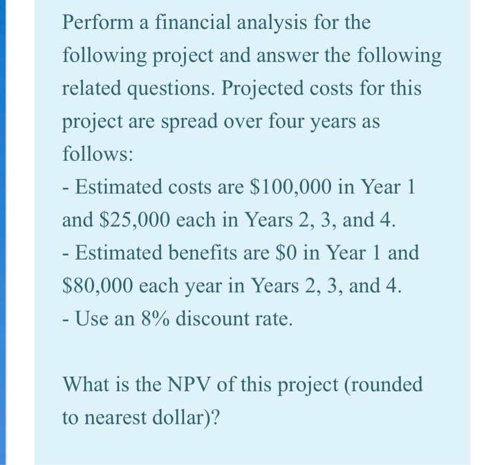 Perform a financial analysis for the following