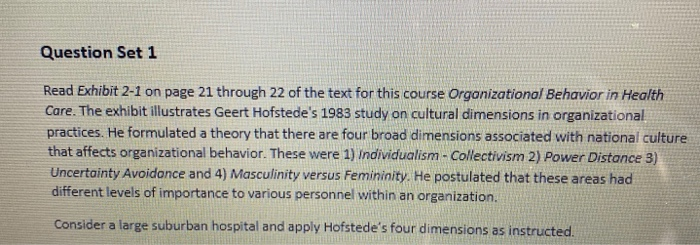 Question Set 1 Read Exhibit 2-1 on page 21
