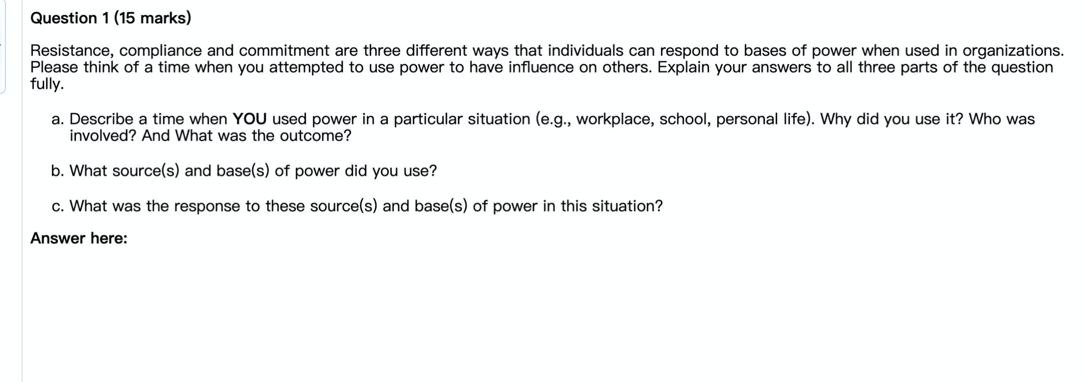 Question 1 (15 marks) Resistance, compliance and