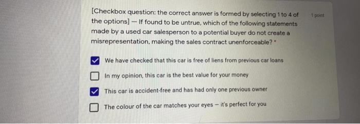 1 point [Checkbox question: the correct answer is