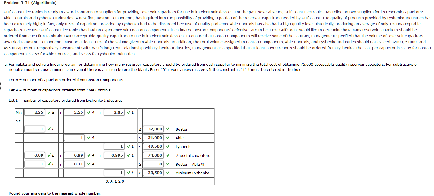 Problem 3-31 (Algorithmic) Gulf Coast Electronics