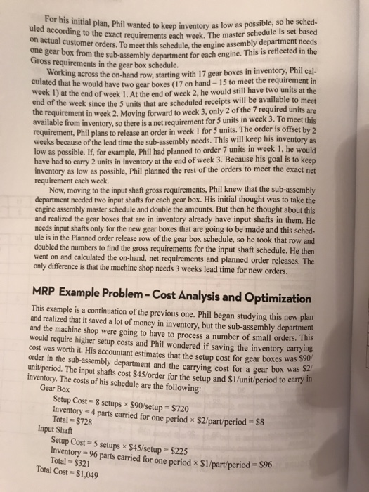 Chapter 11 MRP Example - Inventory Planning S >
