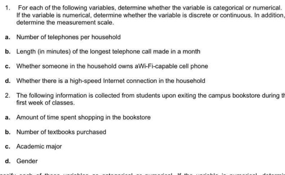 help me please 1. For each of the following