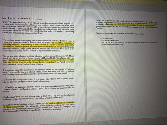 Many dregs for US. Kis tested in poor countries