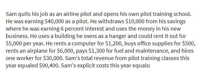 Sam quits his job as an airline pilot and opens