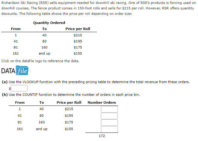 Order Quantity 1 86 2 452 3 492 4 191 5 356 6 148