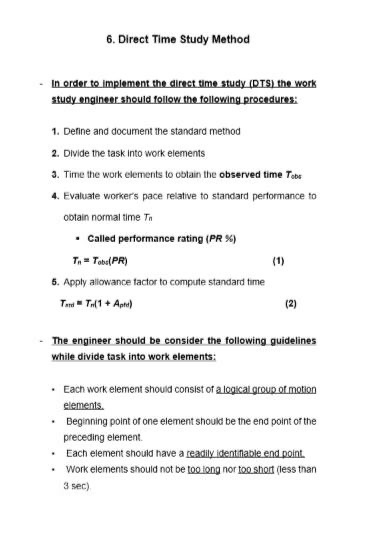industrial engineering, work measurement course.