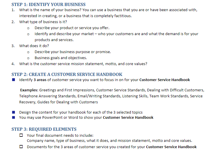 Please answer step1- 3 for customer service