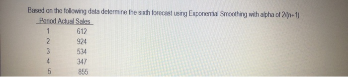 QUESTION 1 Based on the following data determine