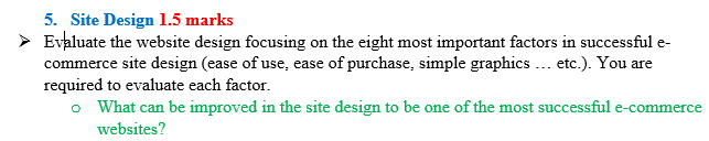 5. Site Design 1.5 marks Evaluate the website