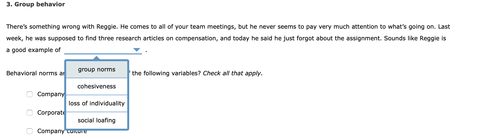 3. Group behavior There's something wrong with