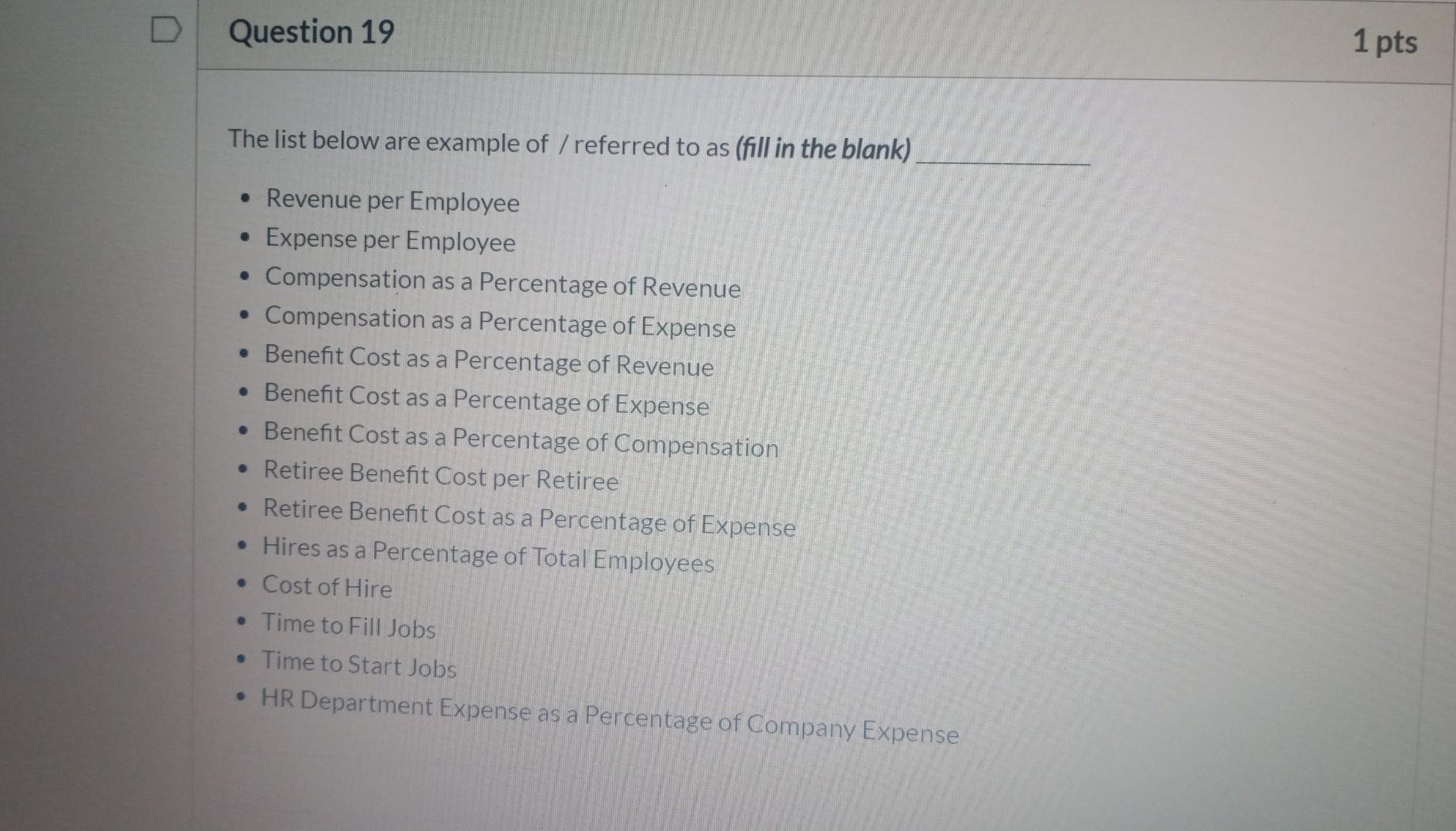 The list below are example of / referred to as