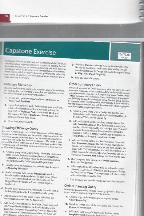 CHAPTER 3 . Capstone Exercise Capstone Exercise