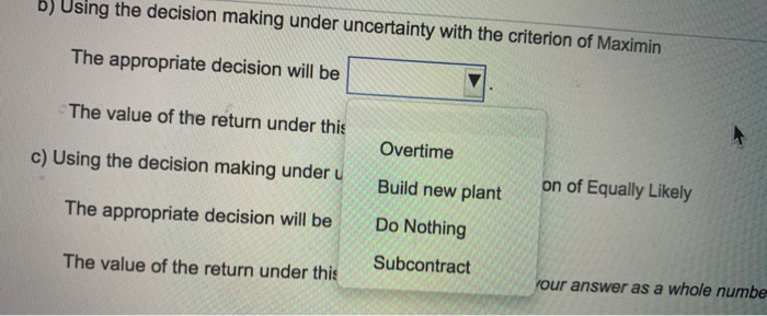 Given the following conditional value table: