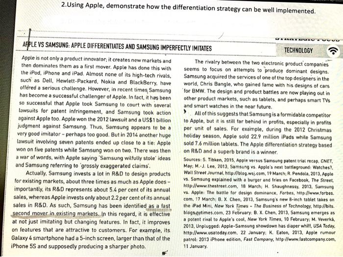 2.Using Apple, demonstrate how the