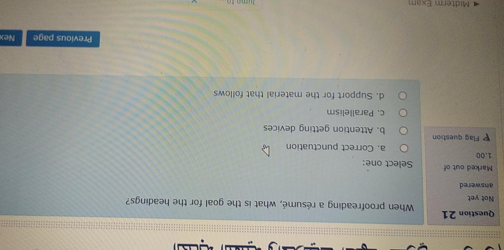 Question 21 When proofreading a rsum, what is the