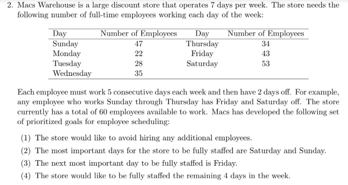 please solve using excel 2. Macs Warehouse is a