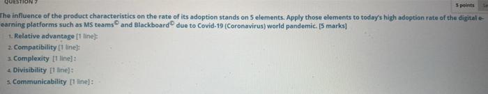 marketing 5 points The influence of the product