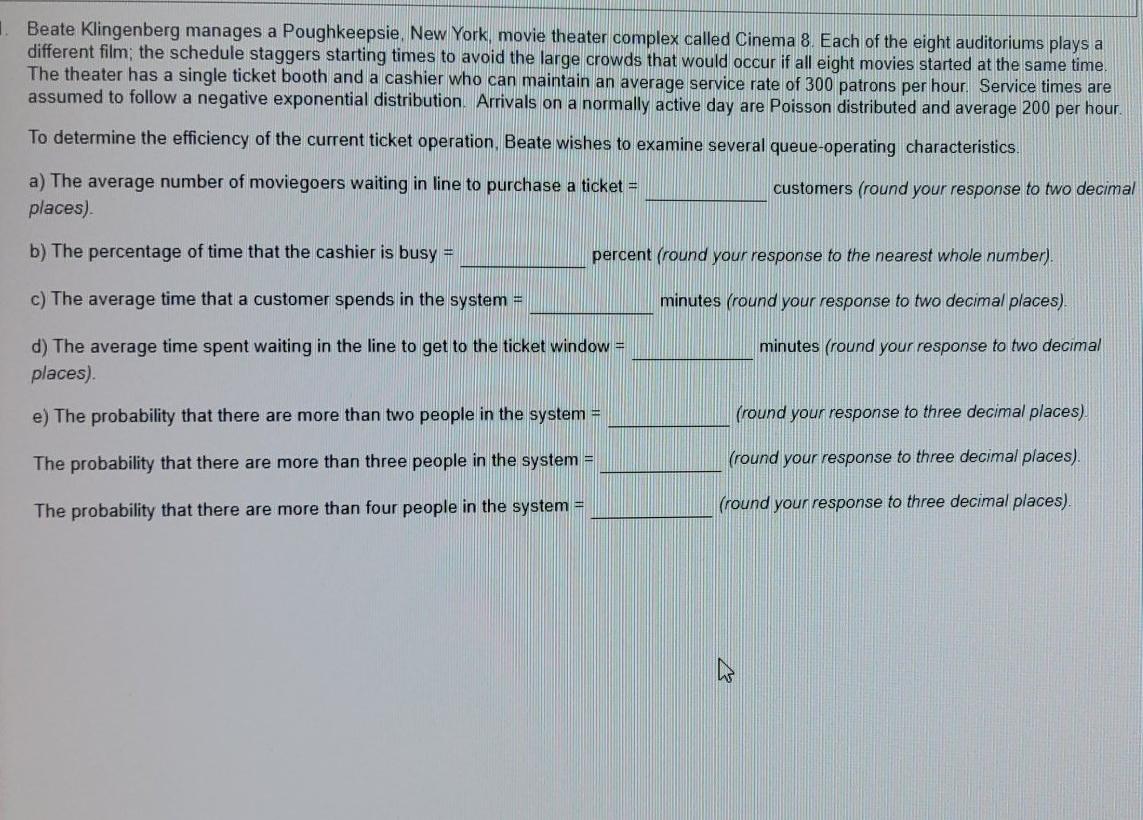1. Beate Klingenberg manages a Poughkeepsie, New