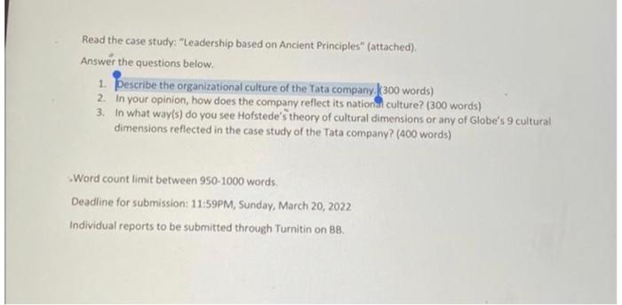 only 3 Q Read the case study: "Leadership based