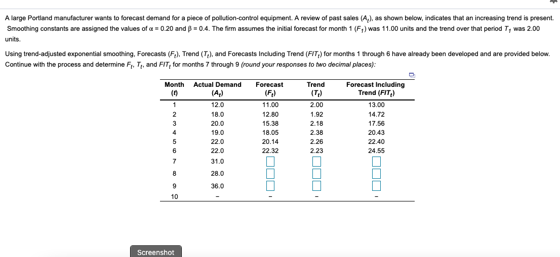 A large Portland manufacturer wants to forecast