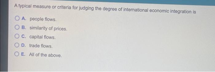 A typical measure or criteria for judging the