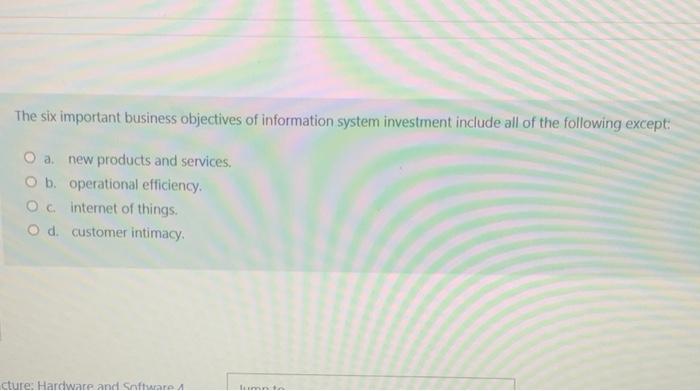 The six important business objectives of