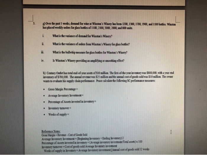 3. a) Over the past 5 weeks, demand for wine at