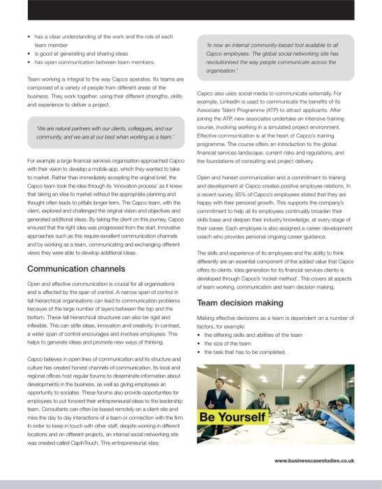 Description Read a case study "Capco: