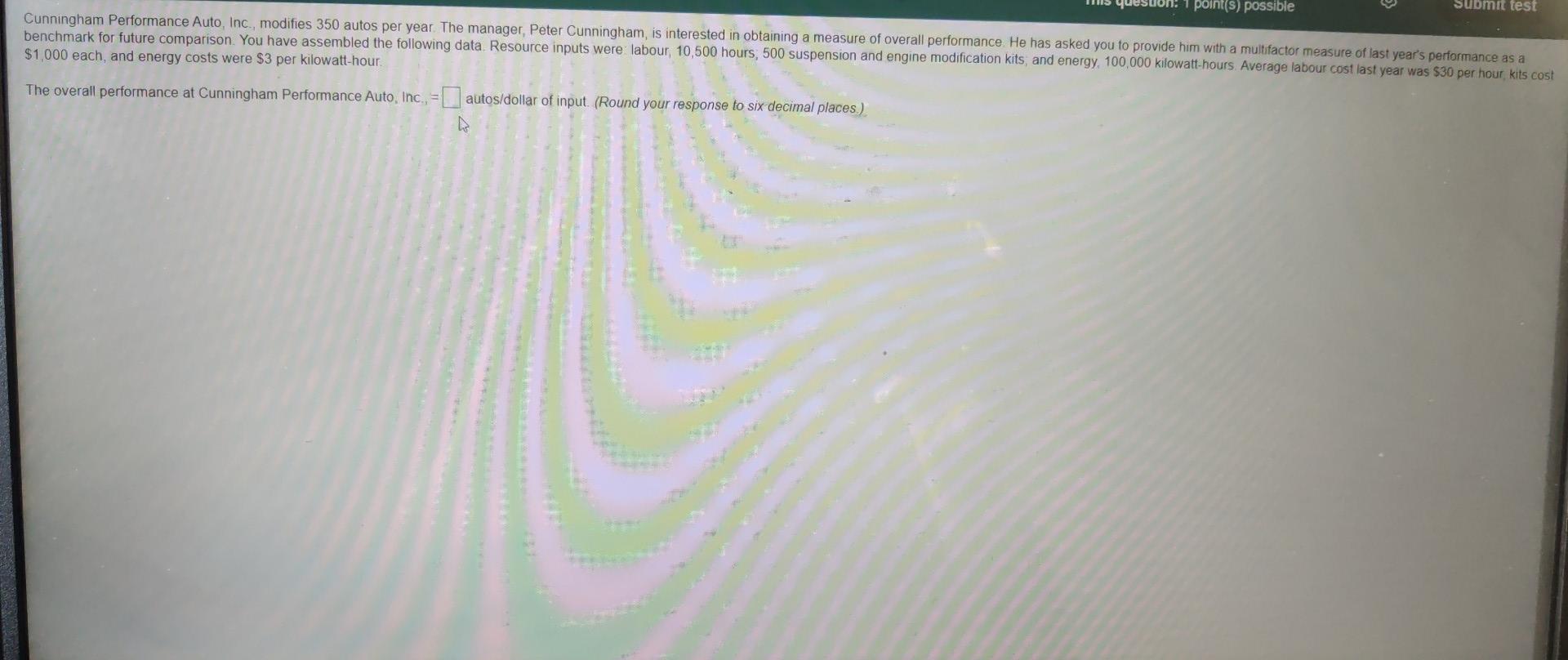 question: 1 point(s) possible Submit test