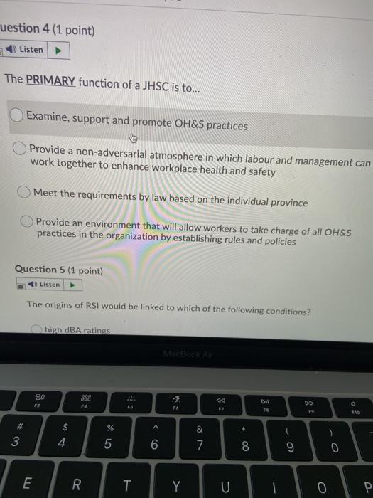 Question 1 (1 point) Listen A worker's duties