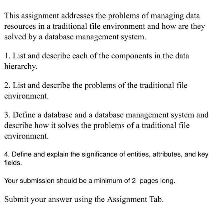 This assignment addresses the problems of