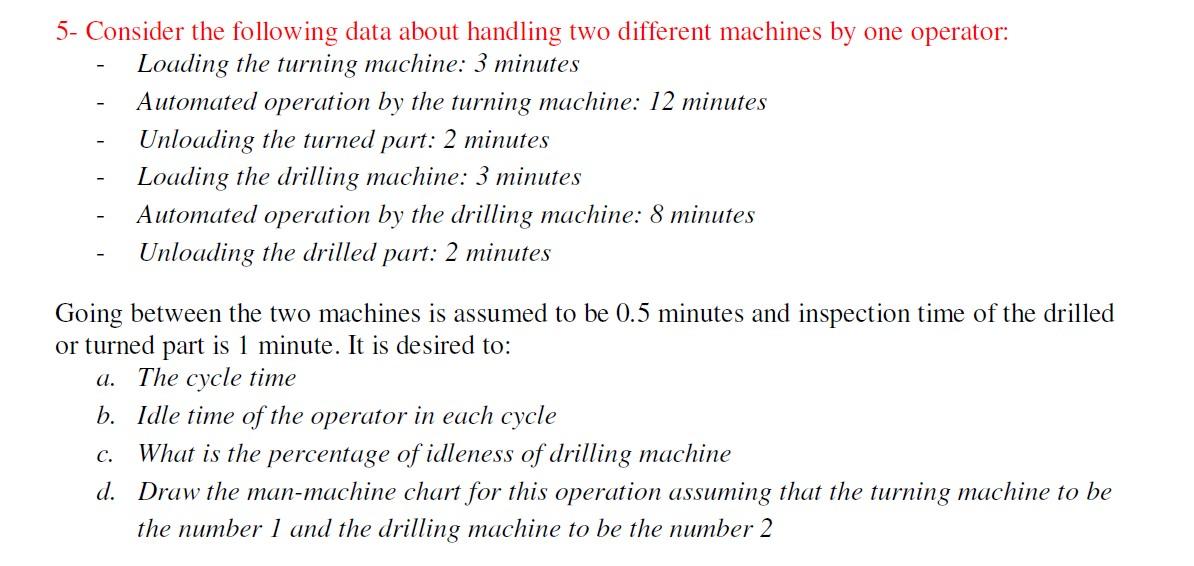 5- Consider the following data about handling two