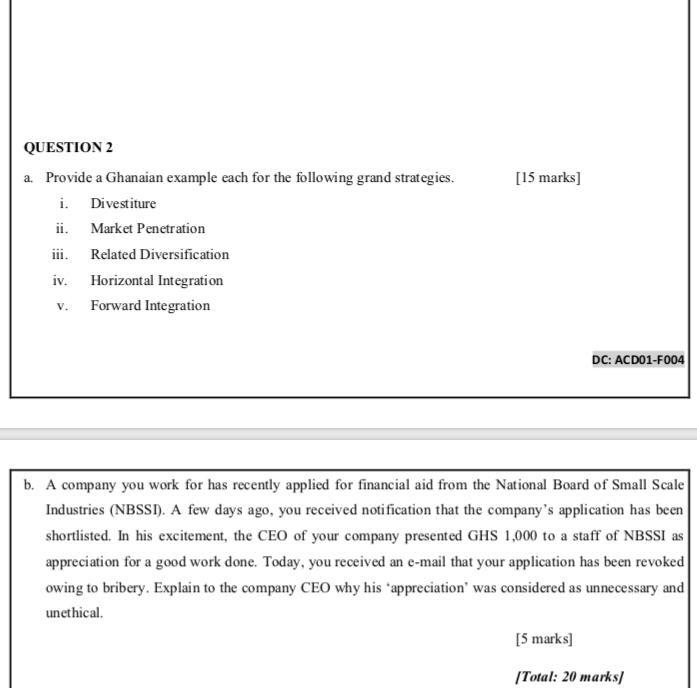 [15 marks] QUESTION 2 a. Provide a Ghanaian