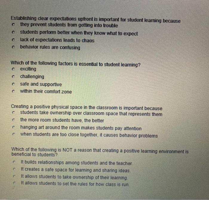 please answer all. Establishing clear