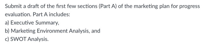 Submit a draft of the first few sections (Part A)