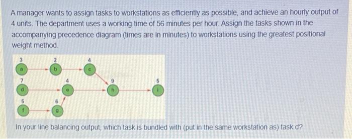 A manager wants to assign tasks to workstations