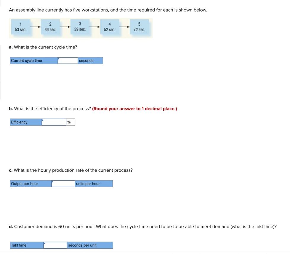 An assembly line currently has five workstations,