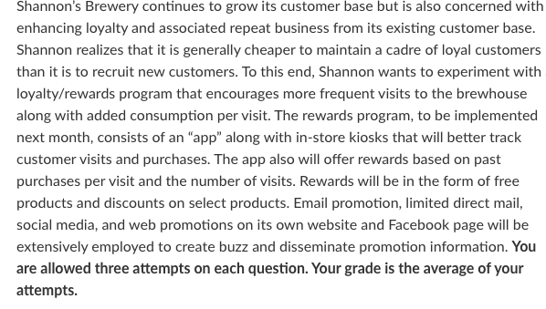 PLEASE HELP!!!!! Q1: Shannon's brewery currently
