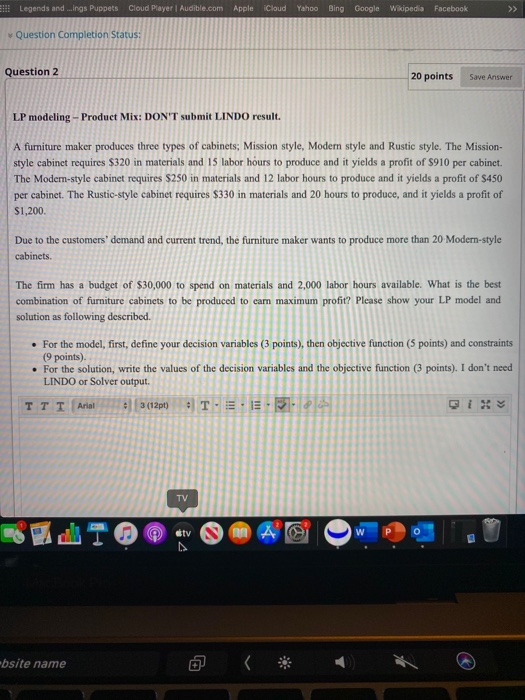 a) define decision variables, the objective