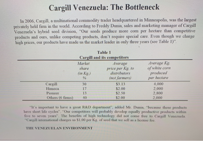 global marketing these are the questions Cargill